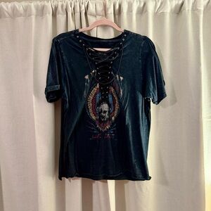 Affliction Charcoal Lace-Up Graphic Tee